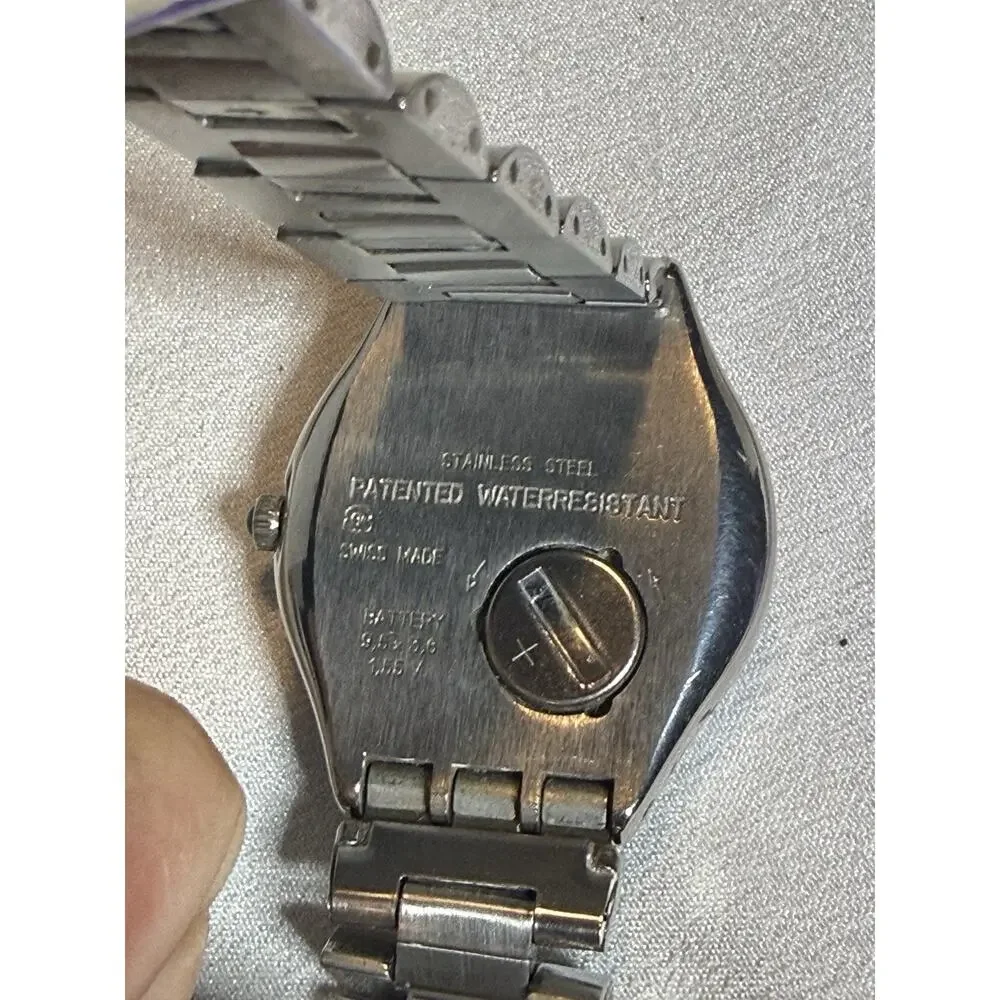 Vintage Swatch Irony AG1993 Blue Dial Date Swiss Stainless Steel Watch Runs